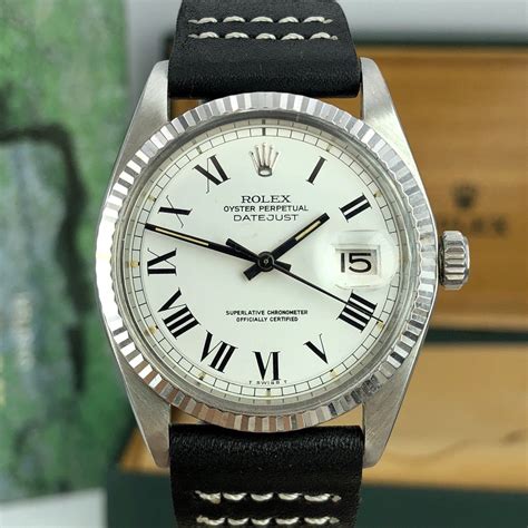 1601 rolex roman dial oyster band date just|Rolex 1601 gold bezel.